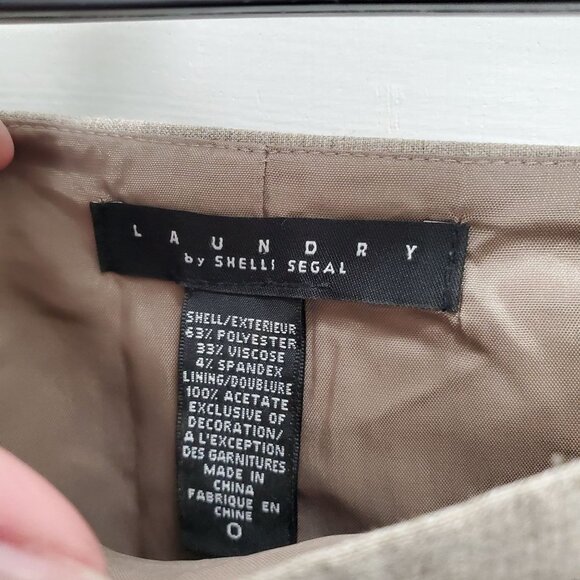 Laundry by Shelli Segal‎ Women's Tan Crosshatch Embroidered Flared Hem Skirt 0 - Picture 5 of 6